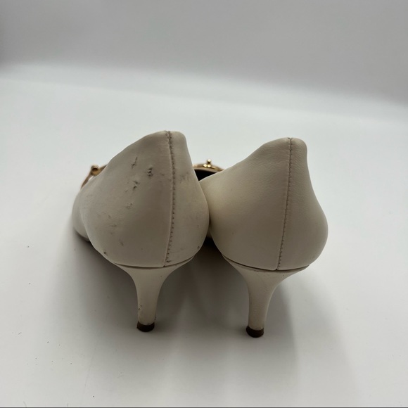 Coach Lauri White/Beechwood Kitten Horsebit Heels - Picture 4 of 7